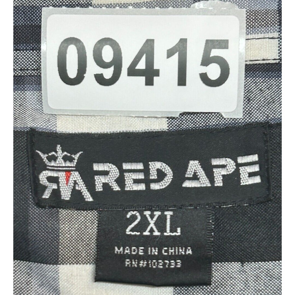 Red Ape Shirt Mens 2XL Black Gray Plaid Button Up Long Sleeve Pockets Collared - Picture 6 of 6